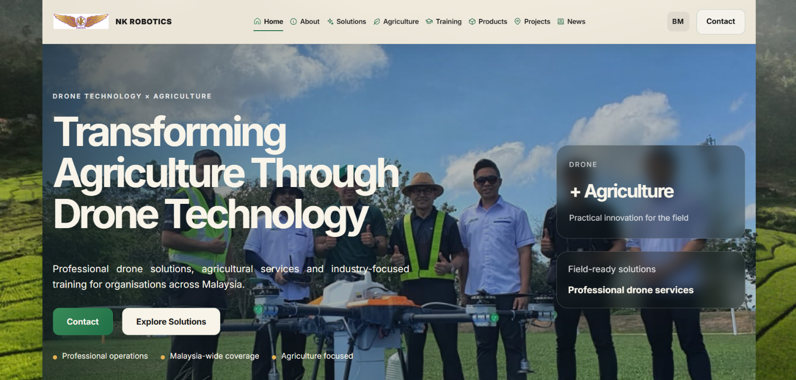 Screenshot of the NK Robotics website homepage